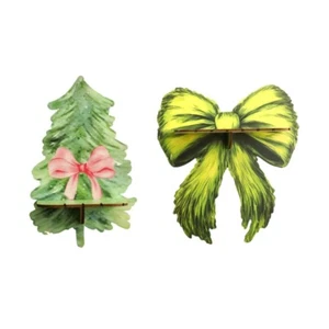 Green Bowknot Christmas Floating Shelf Stands For Holiday Party Spirits - Picture 1 of 10
