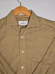 VALENTINO UOMO Men's Sage Green Egyptian Cotton Dress Shirt- Size 15 1/2 Neck - Picture 1 of 7