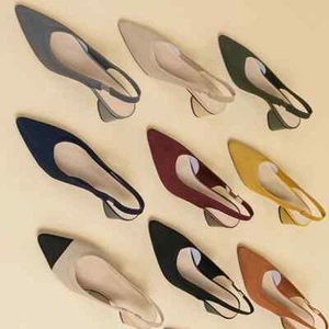 Große High Heel Sandalen Mode Streifen weich atmungsaktiv Strick rund dicker Absatz - Bild 1 von 34