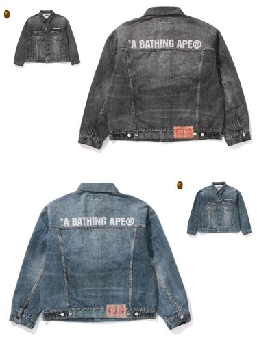 A BATHING APE (BAPE) A BATHING APE Type GIACCA DENIM UOMO STAMPA FINTA NERO LIGHTINDI
