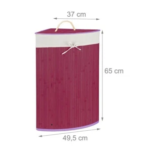 1 Wäschekorb mit Deckel lila ca. 60l Bambus relaxdays - Bild 1 von 1