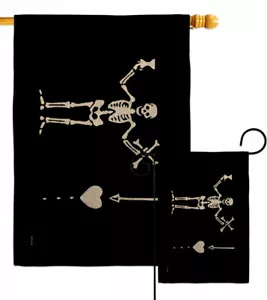 Bartholomew Roberts Original Burlap Garden Flag Coastal Pirate Yard House Banner - Picture 1 of 19