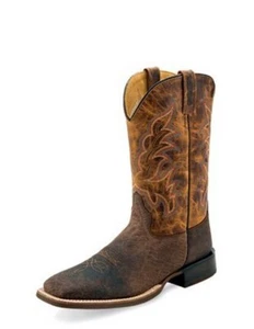 Old West Western Boots Mens Leather Square Pull On Dark Brown BSM1899 - Picture 1 of 1