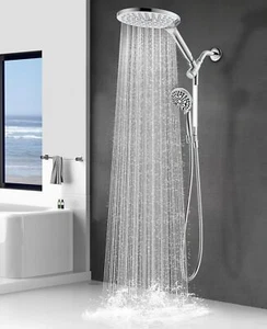 Dual Handheld Shower Head Combo, 2-in-1 Rain Shower Heads System 8 Inch Rainf... - Picture 1 of 6