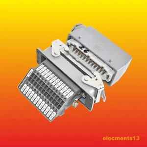 24 PIN HARTING CONNECTOR SET PANEL FEMALE + CABLE ANGLE MALE 16A 400V USED - Picture 1 of 6