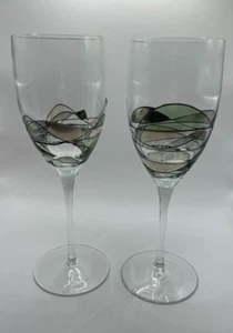 Pair of Milano Mosaic Stained Glass Wine Glasses • Hand Painted • Romania - Picture 1 of 5