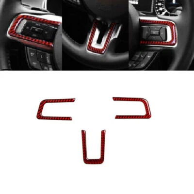 Cubierta interior de fibra de carbono roja para decoración del volante para Ford Mustang 2015-19 Foto 1 de 4