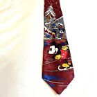 Męski krawat Disney Mickey Łyżwiarstwo Minnie Goofy Śnieg Poliester Burgundowy