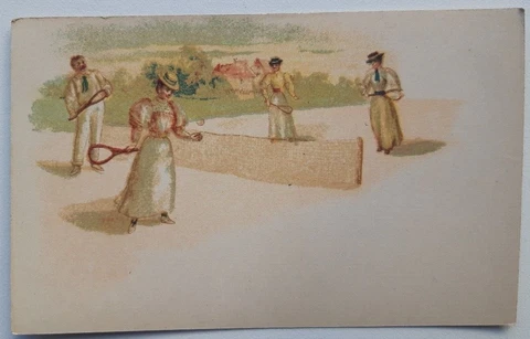Antique French 1890's postcard Tennis  C Cover