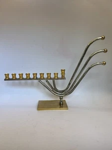Nice Menorah with two toned - Silver and Gold Metals- Elegant Curves -Judaica - Picture 1 of 9