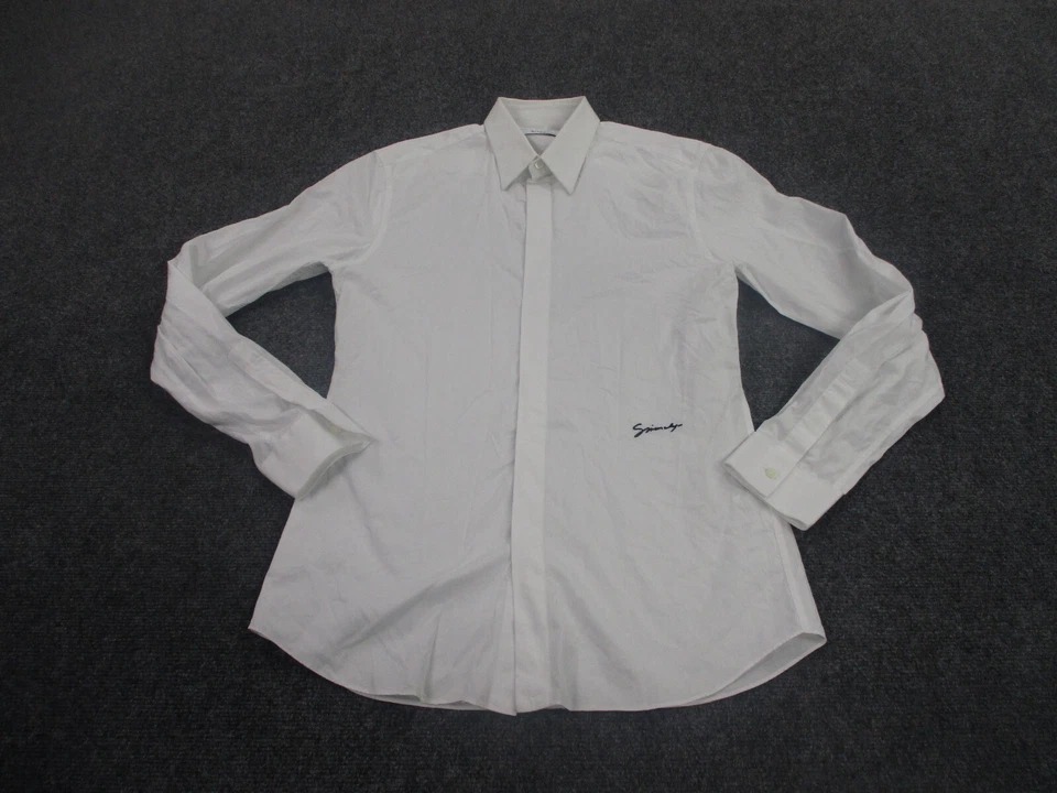 Givenchy Shirt Adult 40 White Business Slim Fit Logo Paris Lightweight Mens - Image 1 of 4