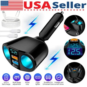 Prise 12V double USB allume-cigarette voiture séparateur de prise chargeur adaptateur secteur - Photo 1 sur 15
