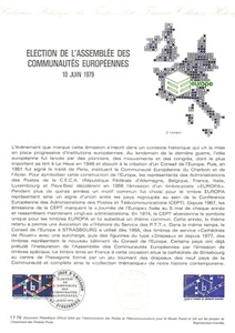 1er Día Sello Sobre Documento Filatélico - Elección De la Asamblea Europeas - Imagen 1 de 1