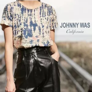 Johnny Was Mia Boho bestickt Jersey Strick Top Retro Hippie Multi Batik L - Bild 1 von 12