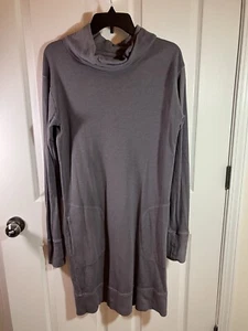 Athleta Cotton Eco Wash Turtleneck Sweatshirt Dress Gray SZ: Small Tall ST 223D - Picture 1 of 6