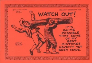 Postal vintage "¡CUIDADO!" Brilliant Thoughts 2581 A. Brillante 1982 firmado - Imagen 1 de 2