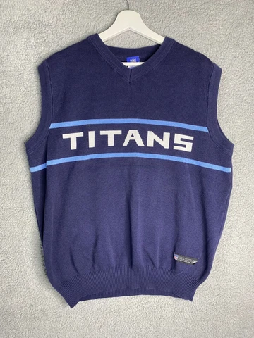 Vintage Tennessee Titans Sweater Mens Large Blue Sleeveless Vest W/ Logo Cover