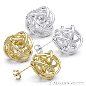14kt massiv Gelb-/Weißgold 14mm Love Knot Ohrstecker 14k 14 kt Ohrstecker - Bild 1 von 3