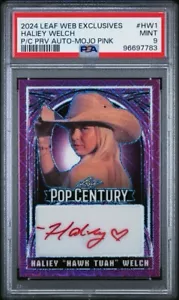 2024 Leaf Web Exclusives Hailey Welch Auto-Mojo Rosa 3/7 PSA 9 Pop 1 - Foto 1 di 6