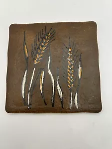 Vintage Semigres Italy Ceramic Tile Trivet With Wheat Stalks 1960s - Picture 1 of 20