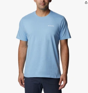 NUEVO CON ETIQUETAS Columbia Para Hombres Rockaway River Back Tree Flag Gráfico Azul SS T-Shirt Talla MED - Imagen 1 de 5