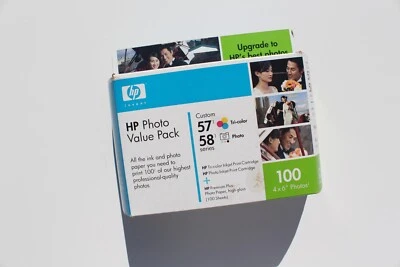Official OEM HP 57 58 Tri Color Photo Inkjet Cartridges Photo Paper Value Pack - Image 1 of 4