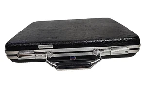 Vintage American Tourister Aktentasche Hartschale Vinyl Schloss 18x14x3,75" schwarz - Bild 1 von 14