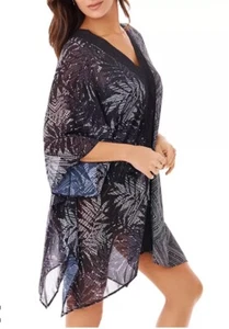 Miraclesuit “Tulum Treasures” Caftan Tunic Swimsuit Cover-up Dress Black NWT $98 - Picture 1 of 5