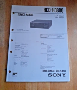 Sony HCD-H3800 Tuner Compact Disc Player Service Manual UK AEP Model - Picture 1 of 5