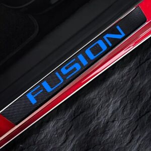 Ford Fusion Carbon Fiber Blue Door Sill Cover Scuff Pad Set 4