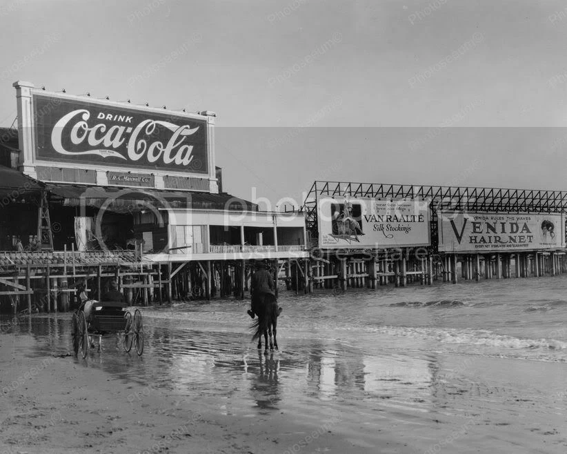 AC NJ Beach Horses Coca Cola Billboard 8 by 10 Reprint Photograph - Image 1 of 1
