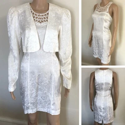 Vestido De Colección Fredericks of Hollywood 2 Piezas 11/12 Marfil Jacquard Años 80 ¡RARO hallazgo! Foto 1 de 4