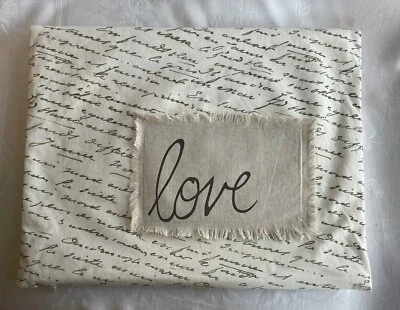 Pottery Barn LOVE Script Accent Pillow Cover Ivory Linen Cotten Blend 12x16 - Image 1 of 4