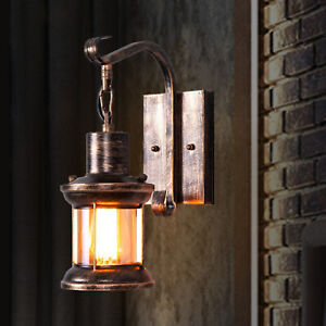 Retro Wandleuchter Veranda Licht Vintage  Leuchte Lampe Industriell Holz