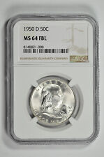1950 D BU 50C Silver Franklin Half Dollar NGC MS 64 FBL