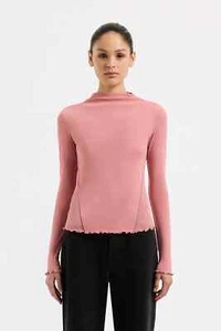 NUDE LUCY WOMEN'S MEDIUM Alton Mesh LONG SLEEVE PINK Cowl Neck Top - RRP$90 - Picture 1 of 5