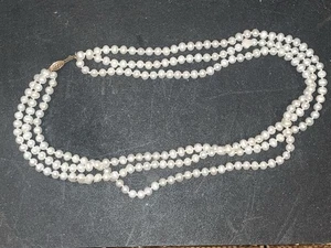 BEAUTIFUL 10K YELLOW GOLD CLASP GENUINE PEARL NECKLACE DOUBLE STRAND 36 INCHES! - Picture 1 of 16
