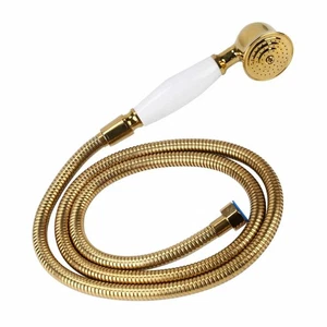 Luxury Gold Polished Bathroom Shower Head Hand Held Shower Head With 1.5m Hose / - Picture 1 of 10