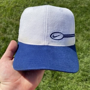 Vintage 90s Nike Air Hat Cap SnapBack Logo White Blue Unisex Adults 90s Side Hit - Picture 1 of 12