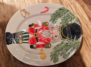 Vietri Schiaccianoci Grande Piatto Ovale 22" Dipinto A Mano Italia Decorazione Natale - Foto 1 di 5