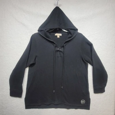 Женская толстовка с капюшоном Michael Kors 2X черная на шнуровке пуловер со стразами логотип повседневная - Изображение 1 из 4