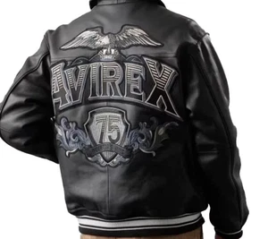 Men's Avirex Aviator King 75 Bomber Jacket, 1975 Fashion Leather Jacket - Picture 1 of 6