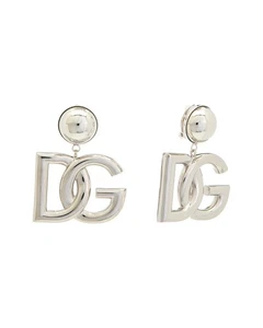 Dolce & Gabbana Logo Clip-On Earrings Women's Silver - Picture 1 of 2