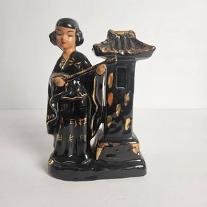 Vintage Kreiss & Co Black & Gold Figurine Singer w/ Guitar Candle Holder - Picture 1 of 20