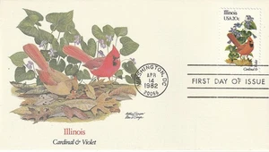 Briefumschlag Philatelie 1982 Vögel & Blumen aus den 50 Staaten Illinois - Bild 1 von 2