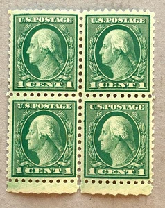 US 405 / 1912-1914 1c Green George Washington Block / MH / Mint Hinged - Picture 1 of 2