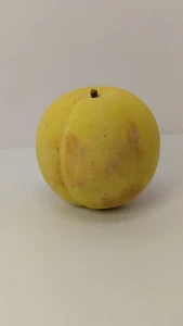 Vintage Painted Italian Alabaster Stone Fruit White Peach w Stem Old Patina 15oz - Picture 1 of 9