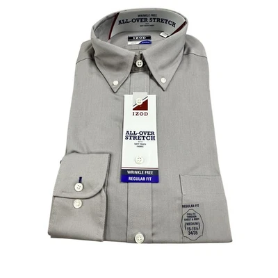 Camisa IZOD Para Hombre Mediana Calce Regular Elastizada Botón Sin Arrugas Sin Planchar Foto 1 de 4