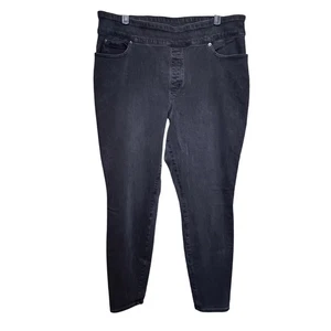 Duluth Trading Co Womens 18 LONG Black Denim Jeggings Pull On Stretchy Pants - Picture 1 of 13