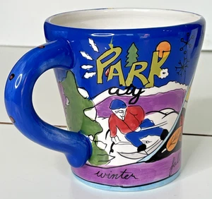 Park City Utah Four Seasons blau Künstler signiert OMWS 16 Unzen Kaffee Tee Tasse Becher - Bild 1 von 11